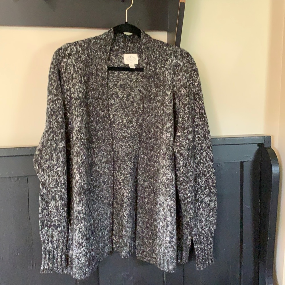 St. Johnβs Bay 1x black white marled sweater EUC